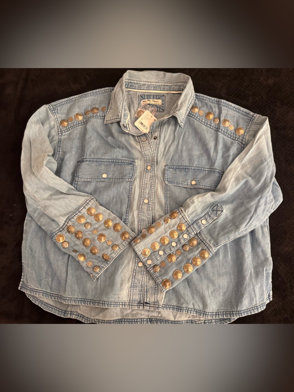 NWT- Free People - Austin Denim Top - Medium - Picture 5 of 11